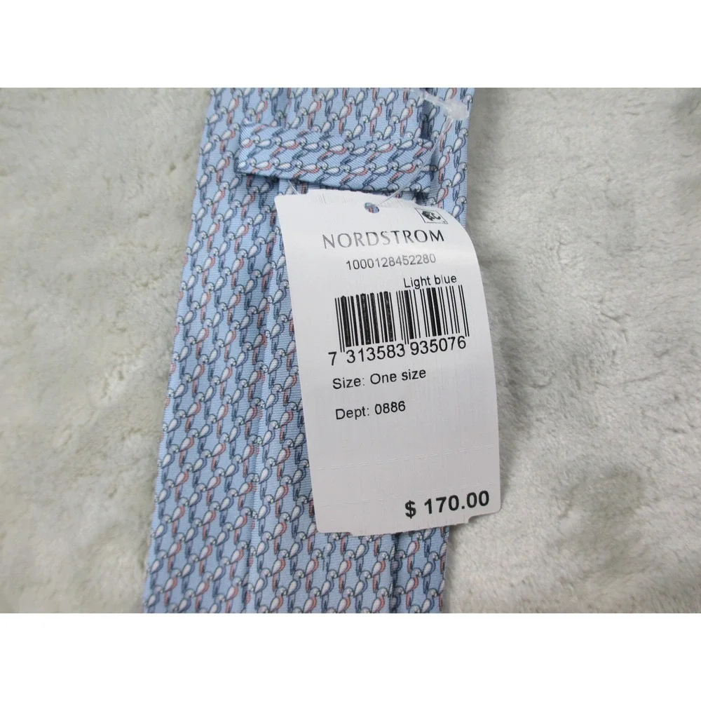 NEW ETON Neck Tie Mens Blue Parrots Silk Made In Italy Casual 04